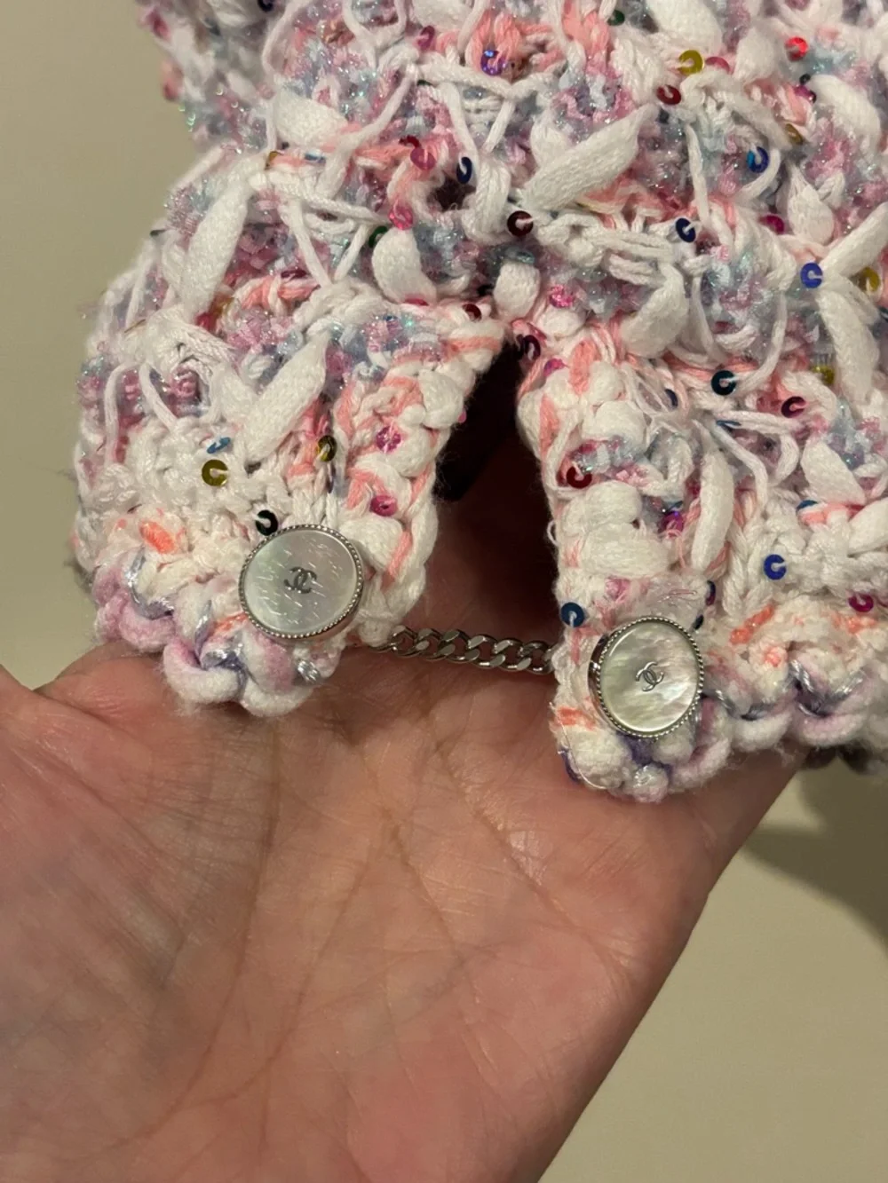 NWOT CHANEL SAMPLE Textured Woven with sequins Jacket in Pastels Sz 40